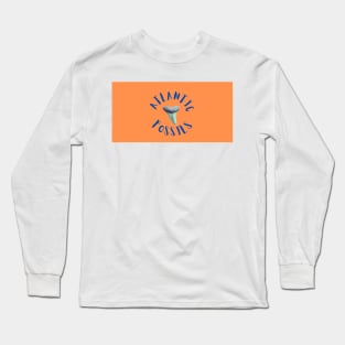 Orange and Royal Blue Nautical Light Blue Atlantic Fossils Shark Tooth Print Long Sleeve T-Shirt